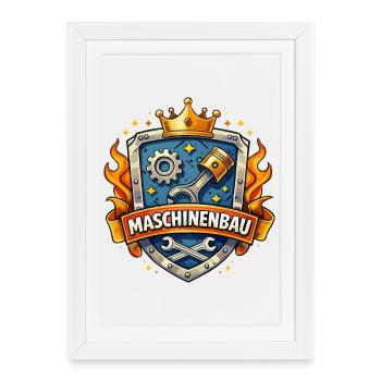 Mechanical Engineering King's Crown Shield - Framed poster (27 × 37 cm) - white - Front