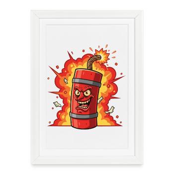 Popping Dynamite Cartoon - Framed poster (27 × 37 cm) - white - Front