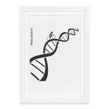 Cycliste passionné de course sur la double hélice à ADN - Affiche encadrée (27 × 37 cm) - blanc - Devant