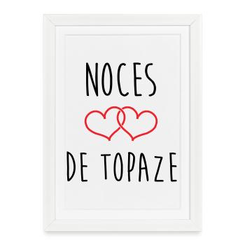 Noces de topaze 44 ans de mariage - Affiche encadrée (27 × 37 cm) - blanc - Devant