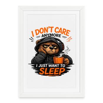 Design du T-shirt de Sommeil Grumpy Bear - Affiche encadrée (27 × 37 cm) - blanc - Devant