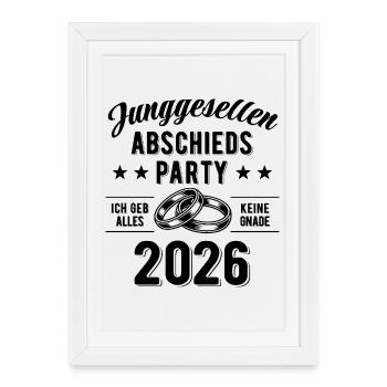 Enterrement de vie de garçon 2026 | Entrez votre nom - Affiche encadrée (27 × 37 cm) - blanc - Devant