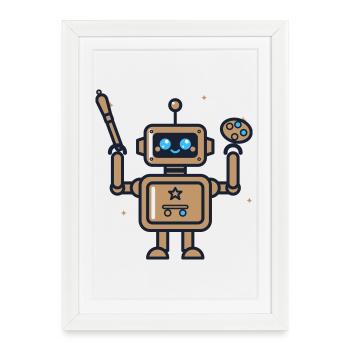 Palette d’artistes robots cosmiques - Affiche encadrée (27 × 37 cm) - blanc - Devant