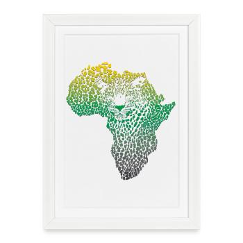 Africa _continent_silhouette _leopard_head_and_ - Framed poster (27 × 37 cm) - white - Front