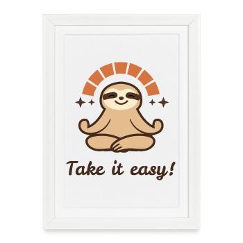 Take it easy – Relaxed Sloth Design - Framed poster (27 × 37 cm) - white - Front