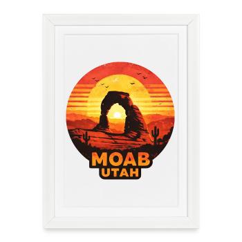 Motif du coucher de soleil dans les déserts de Moab Utah - Affiche encadrée (27 × 37 cm) - blanc - Devant