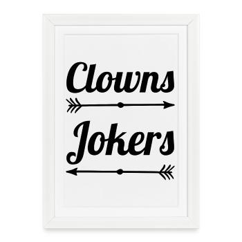 Clowns and Jokers Design – Fools & Jokers - Affiche encadrée (27 × 37 cm) - blanc - Devant