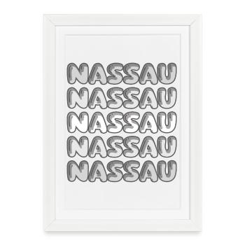 Motif bulle de Nassau Multi-Police - Affiche encadrée (27 × 37 cm) - blanc - Devant