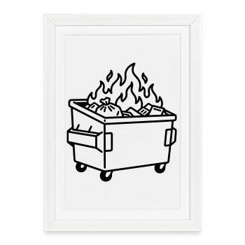 Incendie de poubelle - Affiche encadrée (27 × 37 cm) - blanc - Devant