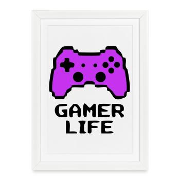 Manette Gamer Life criardante - Affiche encadrée (27 × 37 cm) - blanc - Devant