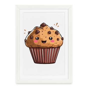 Cuddly Chocolate Muffin Cartoon - Framed poster (27 × 37 cm) - white - Front
