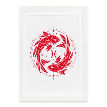 Pisces Symbol – Gentle & Modern - Framed poster (27 × 37 cm) - white - Front