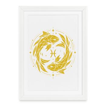 Pisces Symbol – Gentle & Modern - Framed poster (27 × 37 cm) - white - Front