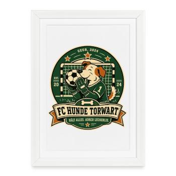 FC Hunde Torwart - Gerahmtes Poster (27 × 37 cm) - Weiß - Vorne