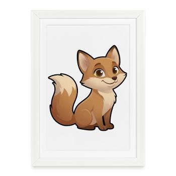 Renard cartoon chaleureux - Affiche encadrée (27 × 37 cm) - blanc - Devant