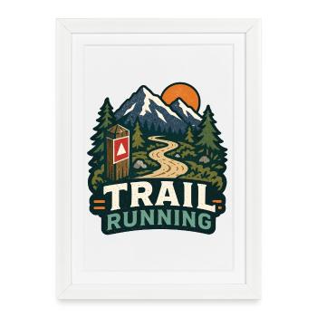 Course sur sentier - Affiche encadrée (27 × 37 cm) - blanc - Devant
