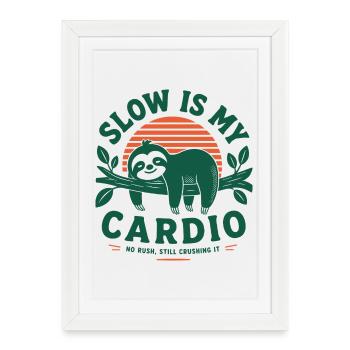 Slow Is My Cardio Sloth - Framed poster (27 × 37 cm) - white - Front