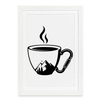 Coffee Cup Carabiner Mountains Outdoor - Framed poster (27 × 37 cm) - white - Front