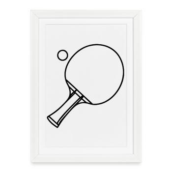 Bat-en-n-tennis de table et balle - Affiche encadrée (27 × 37 cm) - blanc - Devant