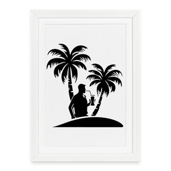 Palmiers pour fête de vacanciers - Affiche encadrée (27 × 37 cm) - blanc - Devant