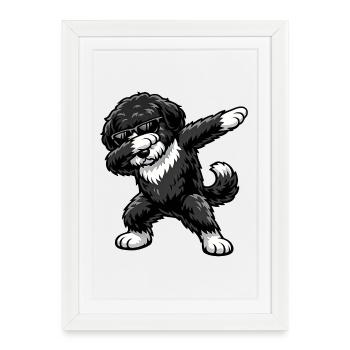 Tamponnage du chien d’eau portugais - Affiche encadrée (27 × 37 cm) - blanc - Devant