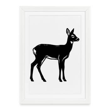 Club de chasse de chasseurs de silhouettes de cerfs Forêt forestière - Affiche encadrée (27 × 37 cm) - blanc - Devant