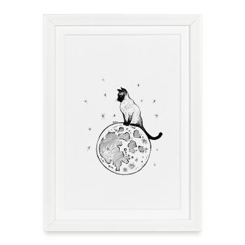 Lunar Siamese Cat - Framed poster (27 × 37 cm) - white - Front