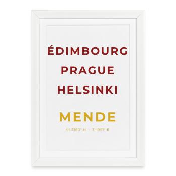 Mende Lozère - Edimbourg - Prague - Helsinki - Affiche encadrée (27 × 37 cm) - blanc - Devant