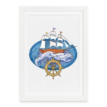 ship - Framed poster (27 × 37 cm) - white - Front
