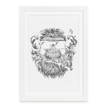 monkey smoking cigar - Framed poster (27 × 37 cm) - white - Front