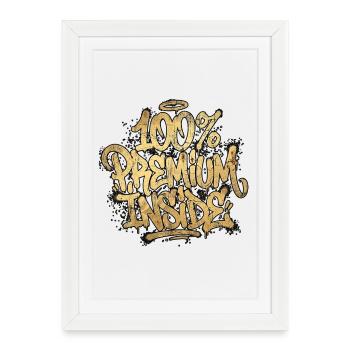 100 % Premium Inside Graffiti Hip Hop - Affiche encadrée (27 × 37 cm) - blanc - Devant
