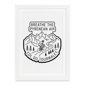 Col du Tourmalet Art cycliste - Affiche encadrée (27 × 37 cm) - blanc - Devant