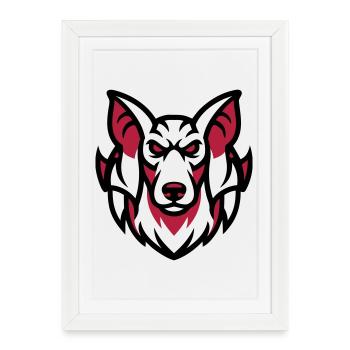 Mascotte du Loup Blanc - Affiche encadrée (27 × 37 cm) - blanc - Devant