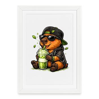 Sweet koala with matcha latte - Framed poster (27 × 37 cm) - white - Front