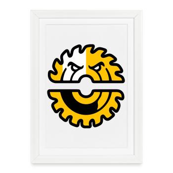 Logo de la mascotte de la scie circulaire - Affiche encadrée (27 × 37 cm) - blanc - Devant