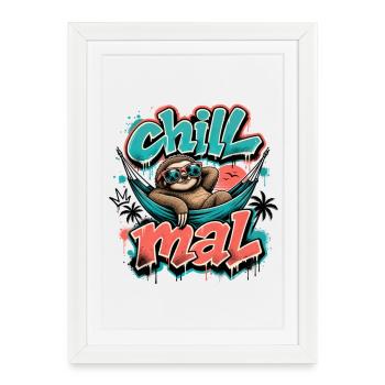 Temps de détente, graffiti de paresseux cool - Affiche encadrée (27 × 37 cm) - blanc - Devant