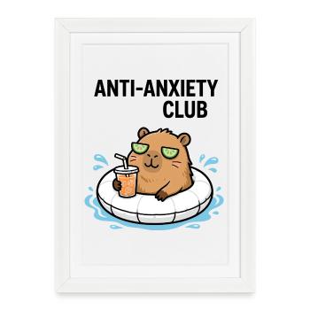 Relaxed Capybara Anti-Stress Club - Framed poster (27 × 37 cm) - white - Front