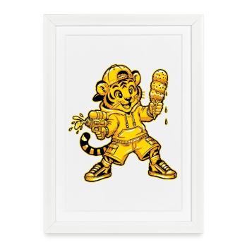 Vacances d’été Tiger - Affiche encadrée (27 × 37 cm) - blanc - Devant