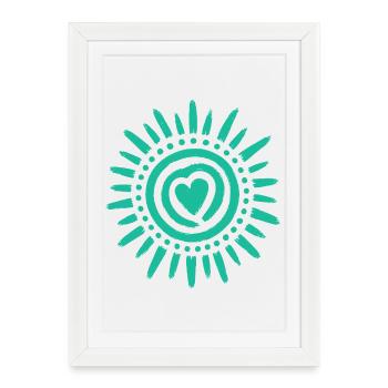 Cercle Cœur Soleil - Affiche encadrée (27 × 37 cm) - blanc - Devant