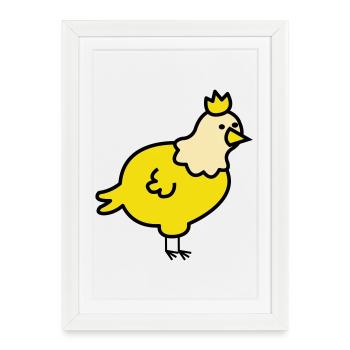Königliches Küken Cartoon - Gerahmtes Poster (27 × 37 cm) - Weiß - Vorne