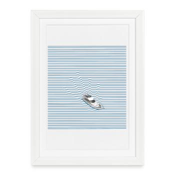 Yacht in the sea of lines - Framed poster (27 × 37 cm) - white - Front