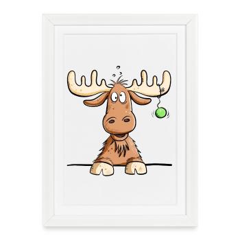 Funny Moose I Christmas I Cadeau drôle - Affiche encadrée (27 × 37 cm) - blanc - Devant