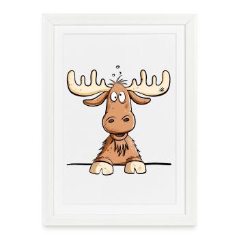 Heureux Elk I Rennes I Comic I Gift - Affiche encadrée (27 × 37 cm) - blanc - Devant
