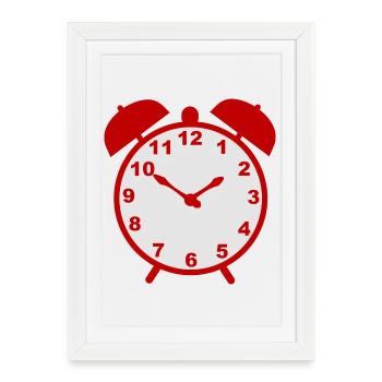 Réveil classique avec cadre rouge - Affiche encadrée (27 × 37 cm) - blanc - Devant