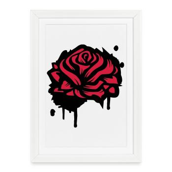 Une rose comme un graffiti - Affiche encadrée (27 × 37 cm) - blanc - Devant