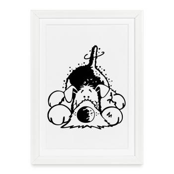 Mignon Airedale Terrier - Affiche encadrée (27 × 37 cm) - blanc - Devant