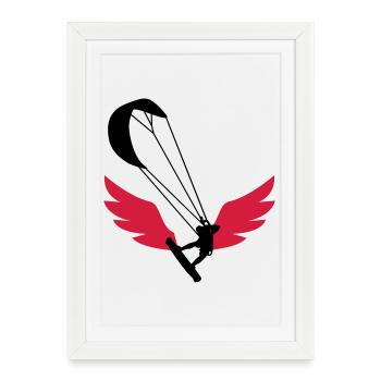 Kiteboarding / Kitesurfing / Kitesurf / - Affiche encadrée (27 × 37 cm) - blanc - Devant