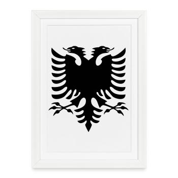 Drapeau de l’Albanie - Affiche encadrée (27 × 37 cm) - blanc - Devant