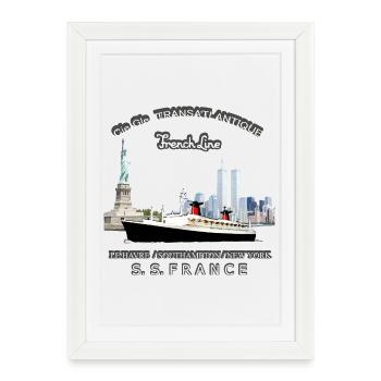 LINER FRANCE Louis RUNEMBERG © Adagp - Framed poster (27 × 37 cm) - white - Front