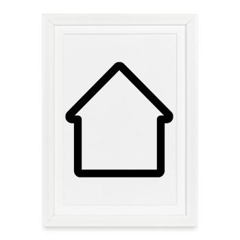 Icône minimale de contour de maison pour la maison et la propriété - Affiche encadrée (27 × 37 cm) - blanc - Devant